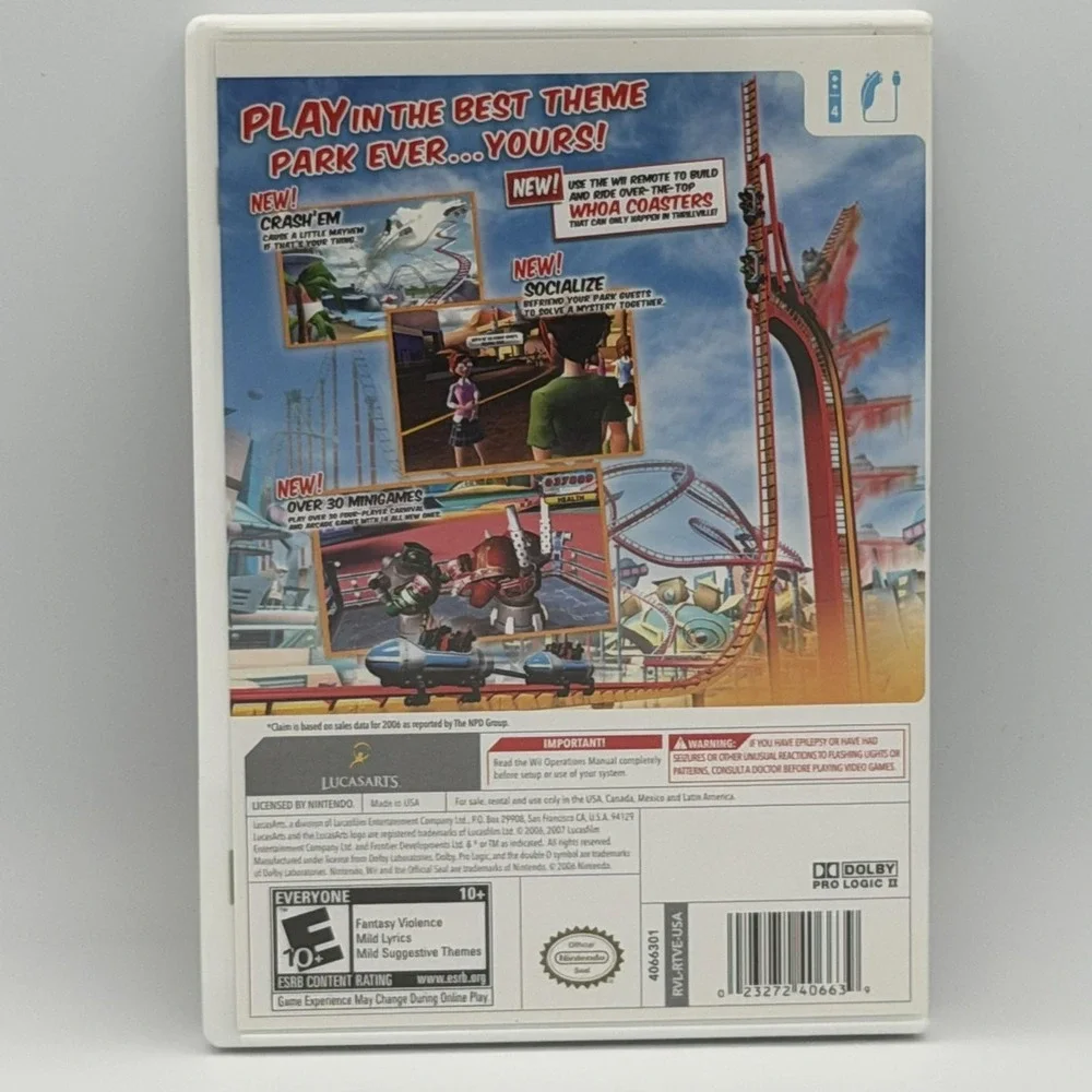 Thrillville Off The Rails Nintendo Wii Complete CIB LucasArts 2007 NTSC-U/C E10+